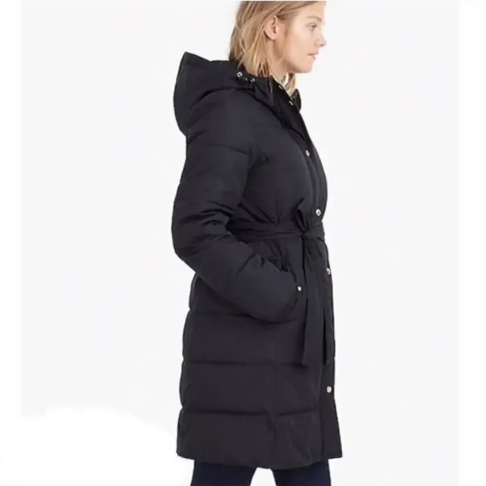 J. Crew Black Wintress Down Filled Winter Puffer Coat with Hood